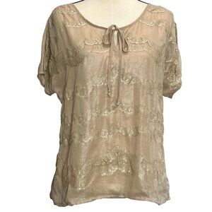 Cache Beige Lace Blouse